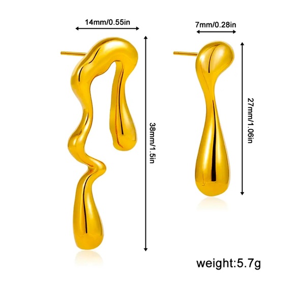 Vintage Dripping Gold Earrings - Picture 2 of 2